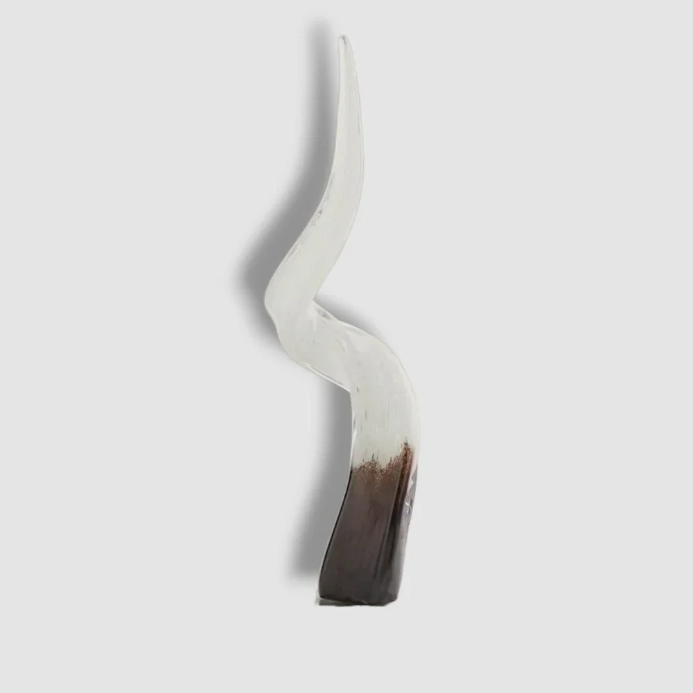 $298 Global Views White Glass Horns 3pc Decorative Centerpiece Table Sculpture